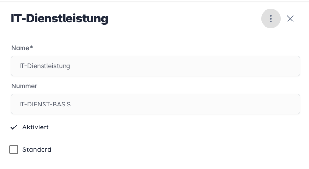 Importierte Leistungsart in DocBee
