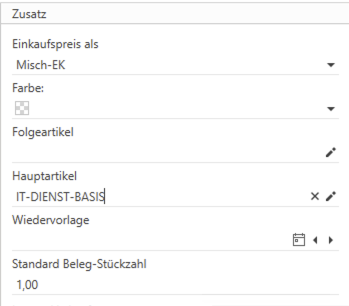 Zusatz Sektion mit ausgewähltem Hauptartikel