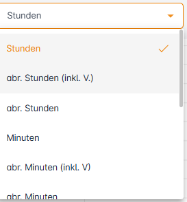 Auswahlmöglichkeiten Y-Achse